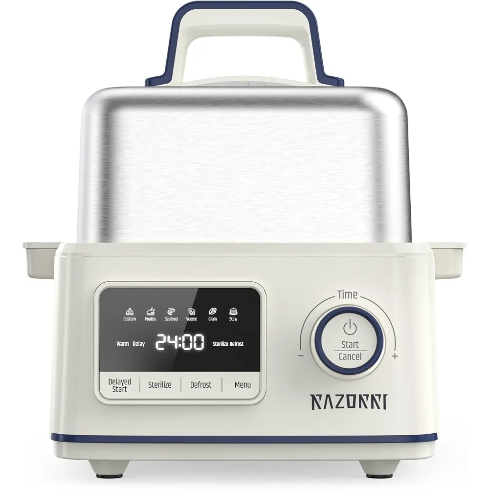 Electric Food Steamer 5-Quart Stainless Steel with Timer, 24H Delayed Start, Auto Keep Warm