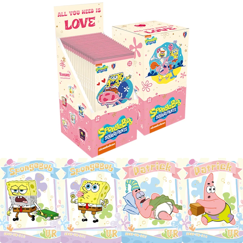 KB Genuine New SpongeBob Card Mystery Box Series Patrick Star Squidward Krabs Animation Character Collection Cards Kids Toy Gift