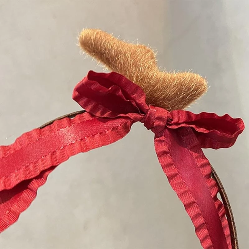 MerryChristmas عقال الأحمر Bowknot قرن الوعل مشبك شعر العروض المسرحية الدعائم عطلة إكسسوارات الشعر لوازم الحفلات 15UB