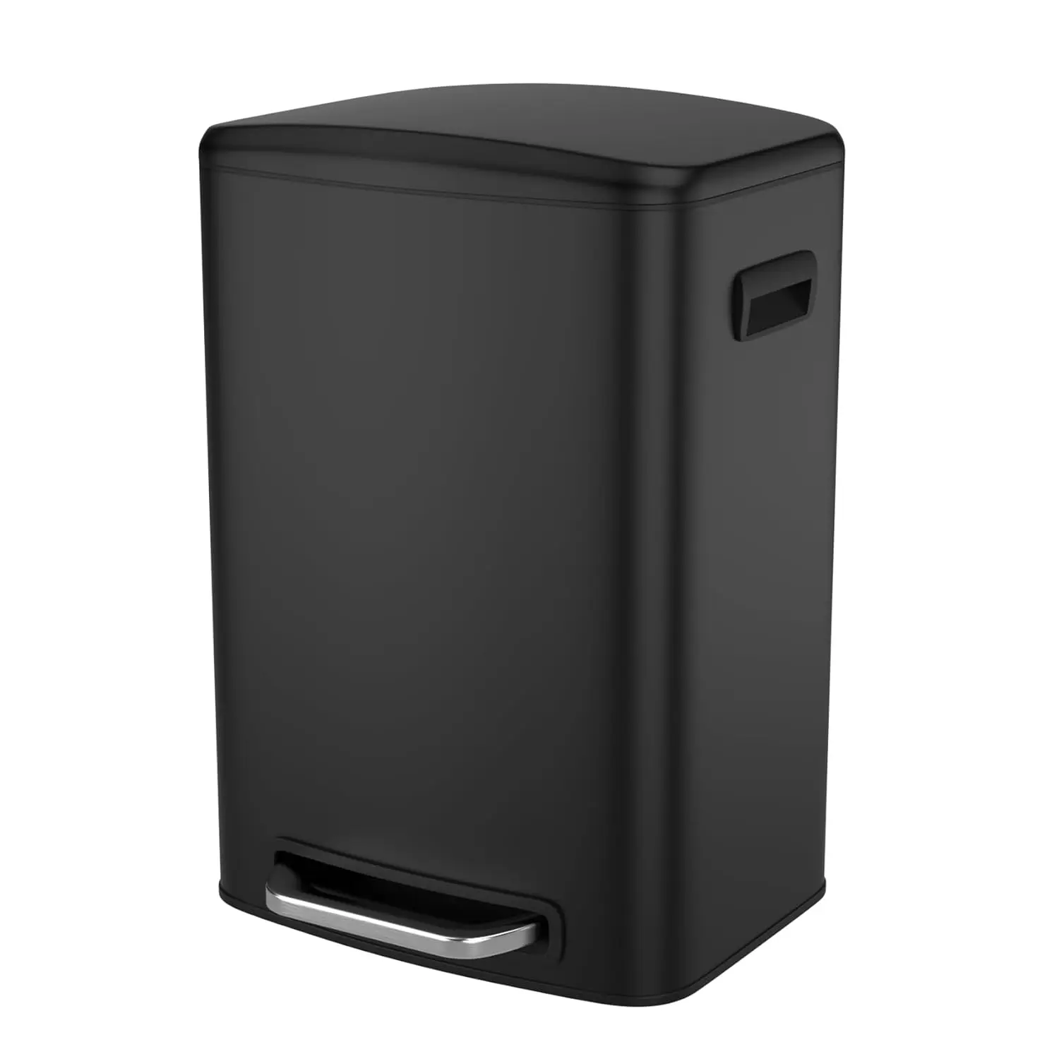 13 Gallon Black Rectangular Foot Pedal Trash Can ,50L Stainless Steel Thickened Trash Cans for Kitchen with Soft Lid