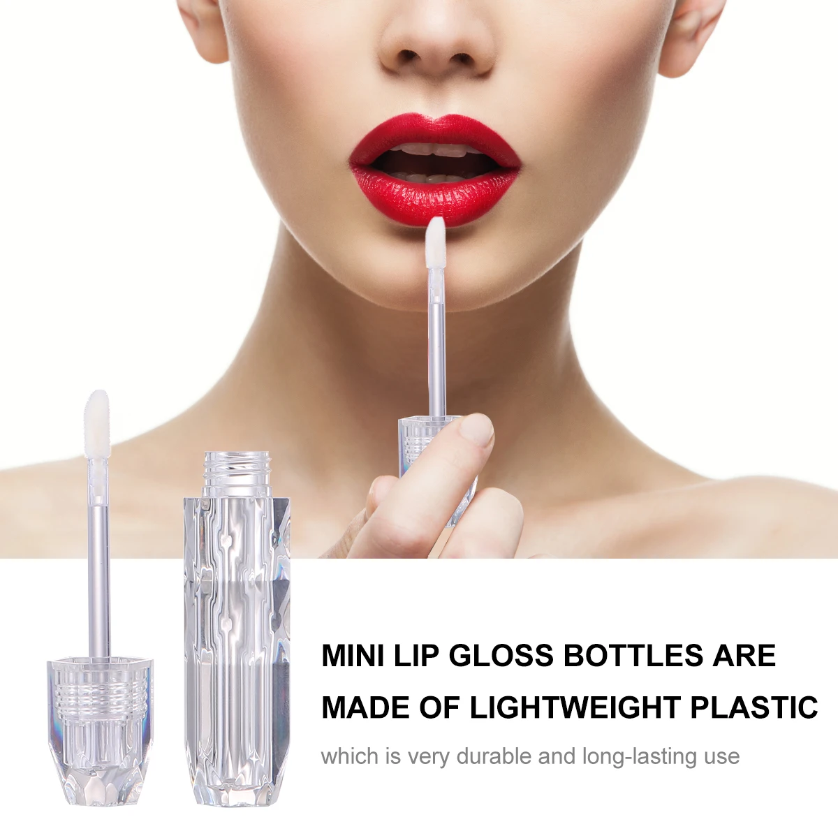 5Pcs Mini Lip Gloss Bottle Set Lightweight Plastic Empty Refillable Containers for Travel Daily Use Lipstick Tubes