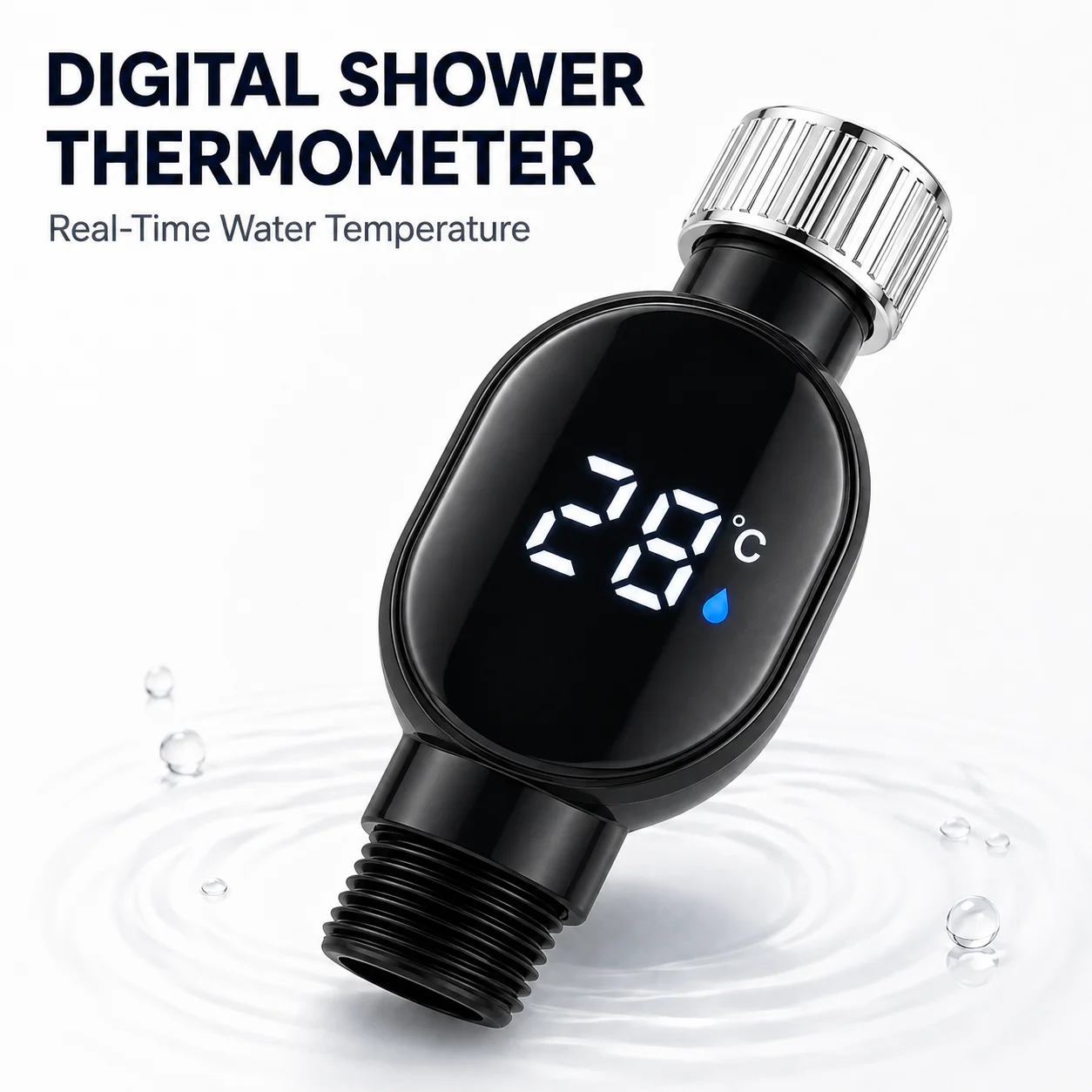 LED Digital Shower Thermometer, 360° Rotating Water Temperature Display, Bathroom Shower Temperature Monitor Accessory