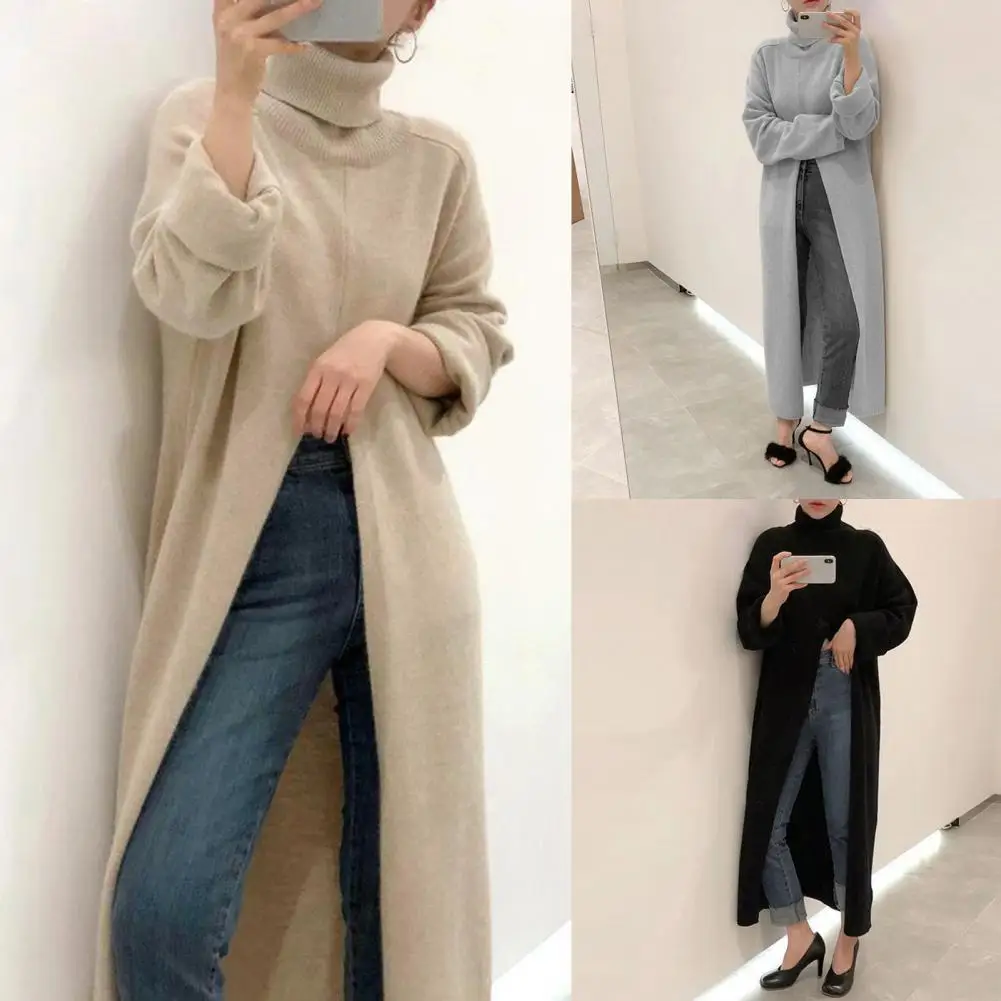 Popular Pullover Sweater 3D Cutting Anti-freeze Elastic High Split Hem Fashion Women Sweater Jumper