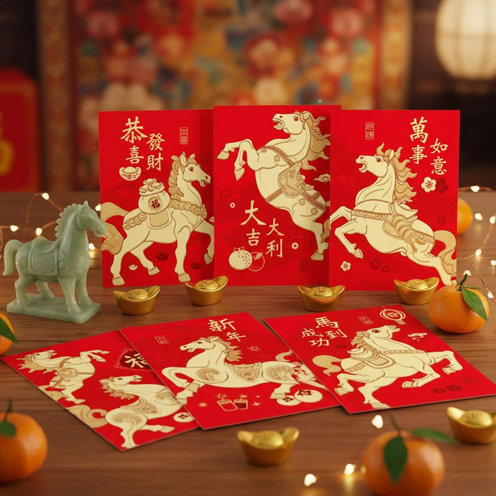 2026 Lunar New Year Red Envelopes 6Pcs Hot Stamping Horse Pattern for Chinese New Year Birthday Celebration Winter Festival Gift - view 3