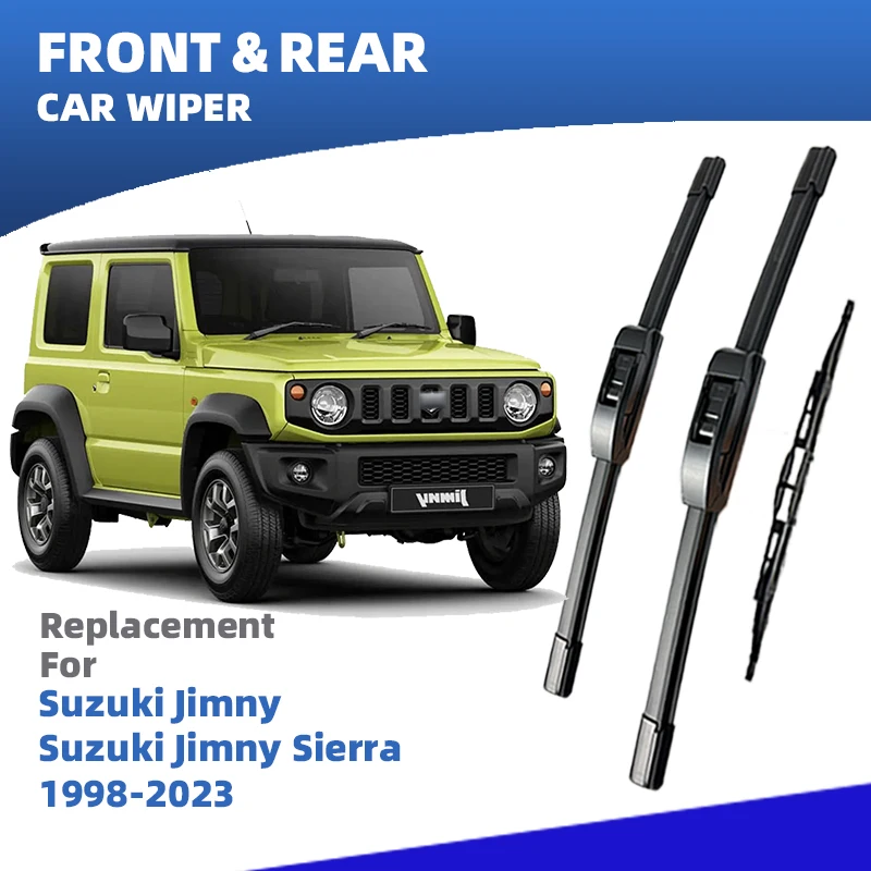 LHD Front Rear Windshield Wiper Blades For Suzuki Jimny JB23 JB43 JB33 JB53 JB74 JB64 Sierra 1998-2023 Windscreen Window Brushes