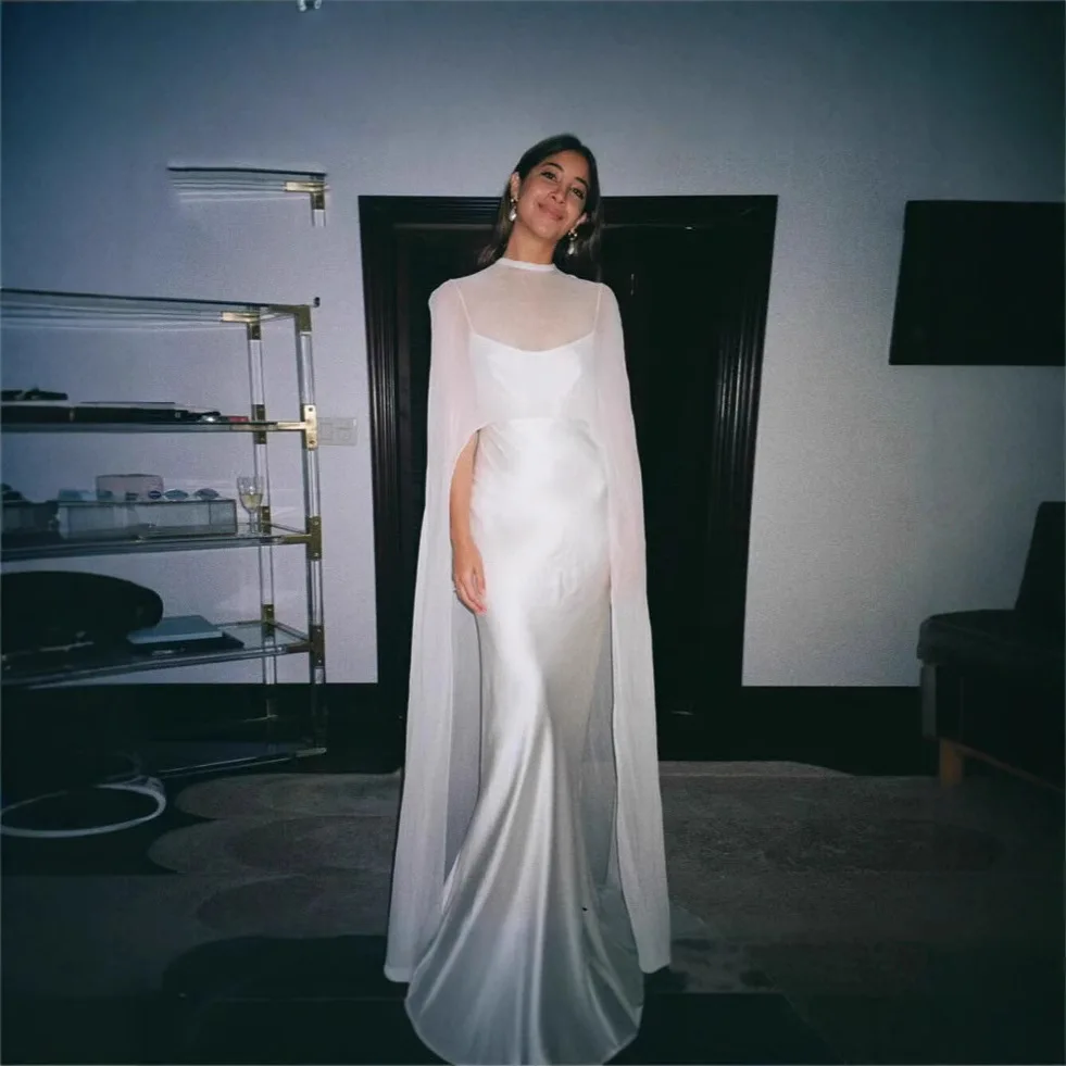 Sheer Mesh Long Cape Dress for Women Sexy Backless Hollow Out See Through Party Gown