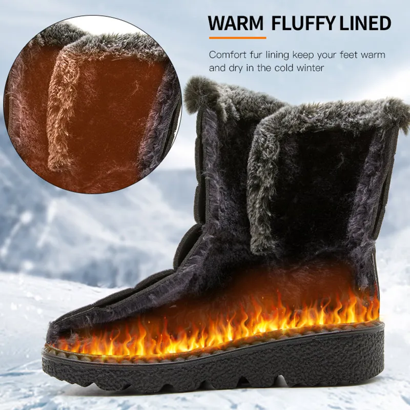 Women's Boots 2026 Trend Winter Shoes for Woman Winter Boots Ankle Low Heels Botas Mujer Waterproof Snow Boots with Fur Shoes