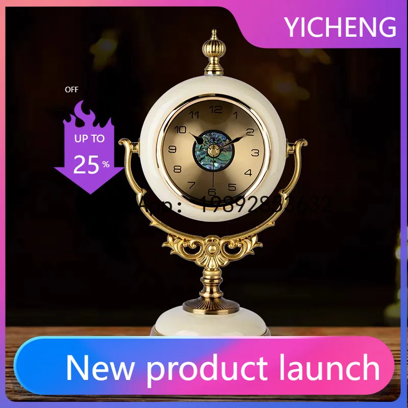 Hys desktop clock stand  living room decoration clock for home silent ornaments retro quartz clock