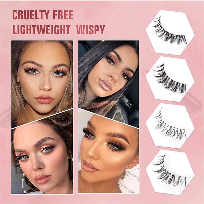 20 pairs/Tray Naturally lengthens Curelty-freeThin and lightweight Transparent stem Soft false eyelashes with Custom pakcages