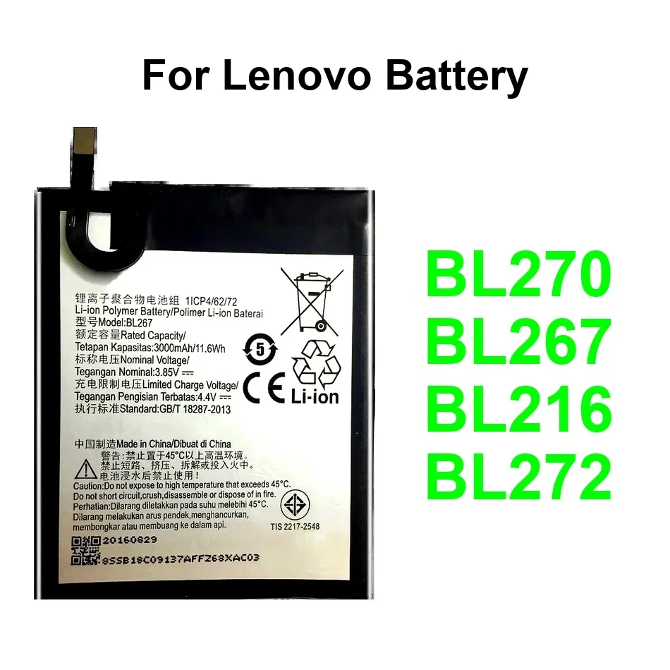 

3000-4000Mah For Lenovo K6 K33a42 K33a48 K33b36 K33b37 Note Power X910 Vibe Z Plus BL272 BL267 BL216 Mobile Phone Battery