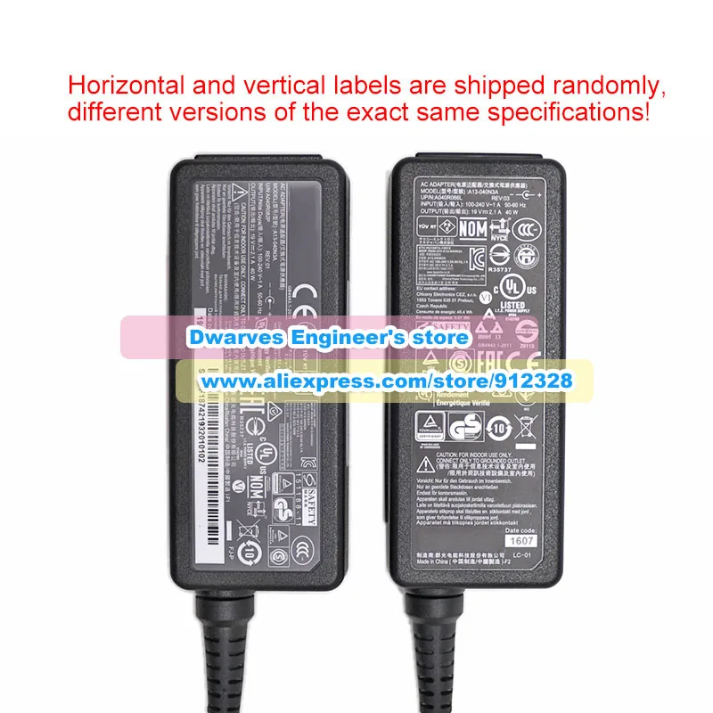 Imagem -06 - Genuíno A13040n3a 19v 2.1a Adaptador ac 40w A040r074l para Chicônia Fonte de Alimentação Carregador 4.0x1.7 mm