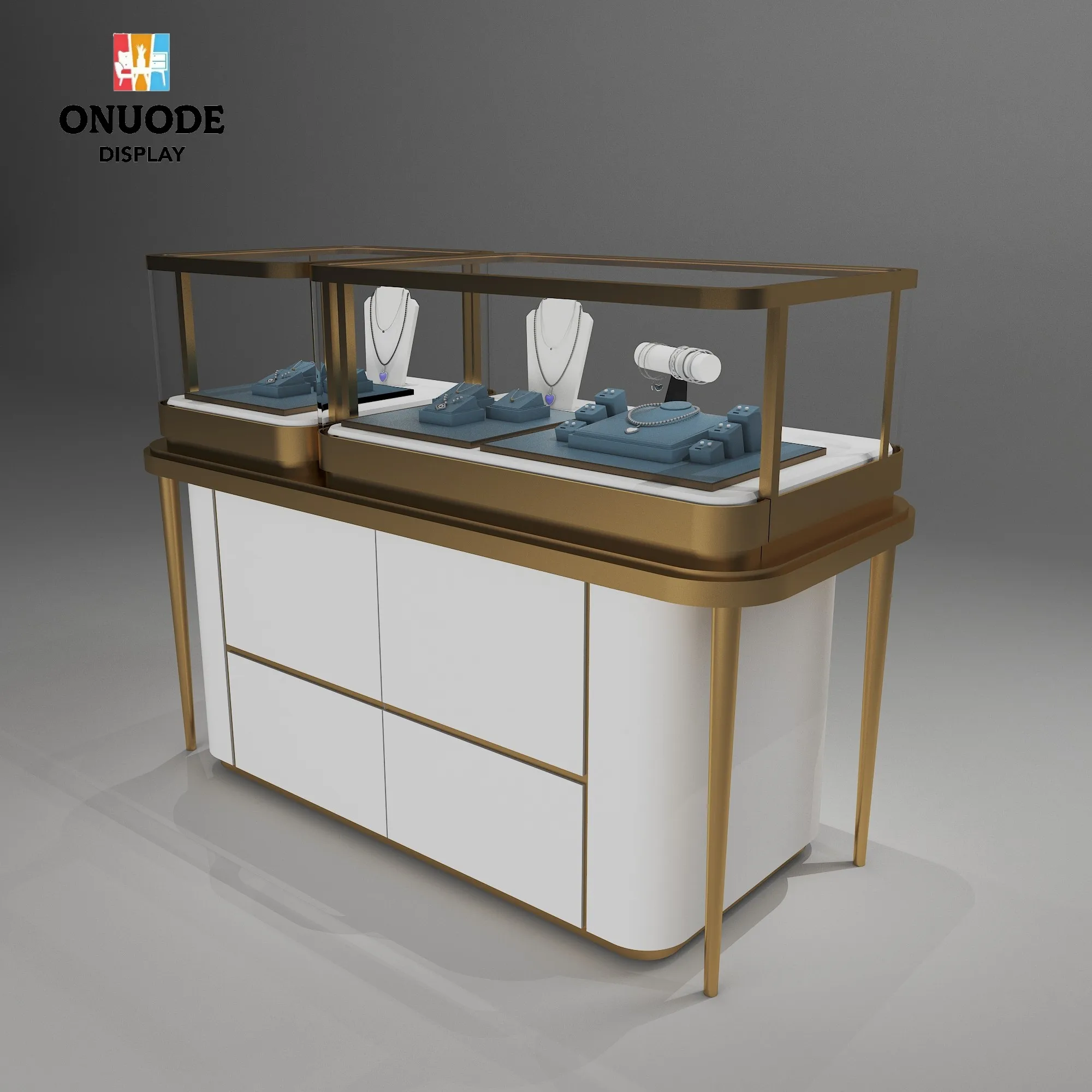 Custom.Custom LED Display Cabinet for Jewelry Necklace Showcase Counter Glass Store Display Case