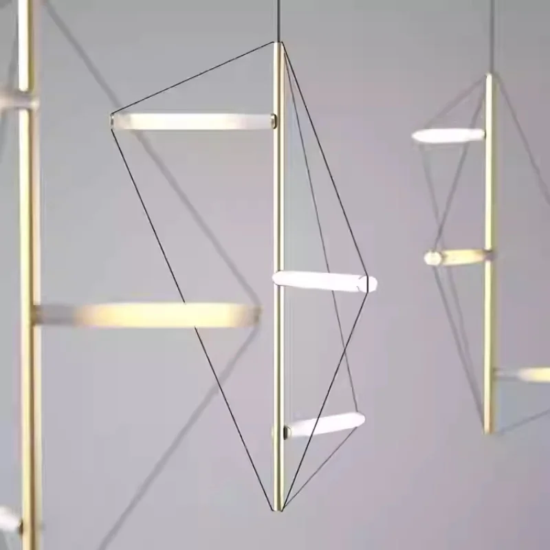 MZISOSOD Italian Designer Minimalist Geometric Lines Pendant Light for Modern Villa Living Room