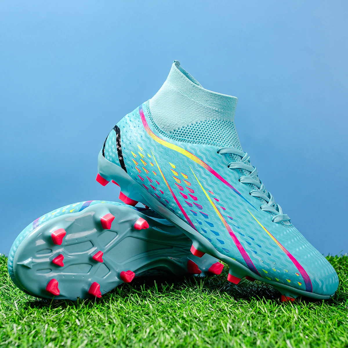 

Unisex Soccer Cleats With FG Studs And TF Blades Options For Natural Grass Turf Indoor Superior Traction Anti Slip Grippy Soles