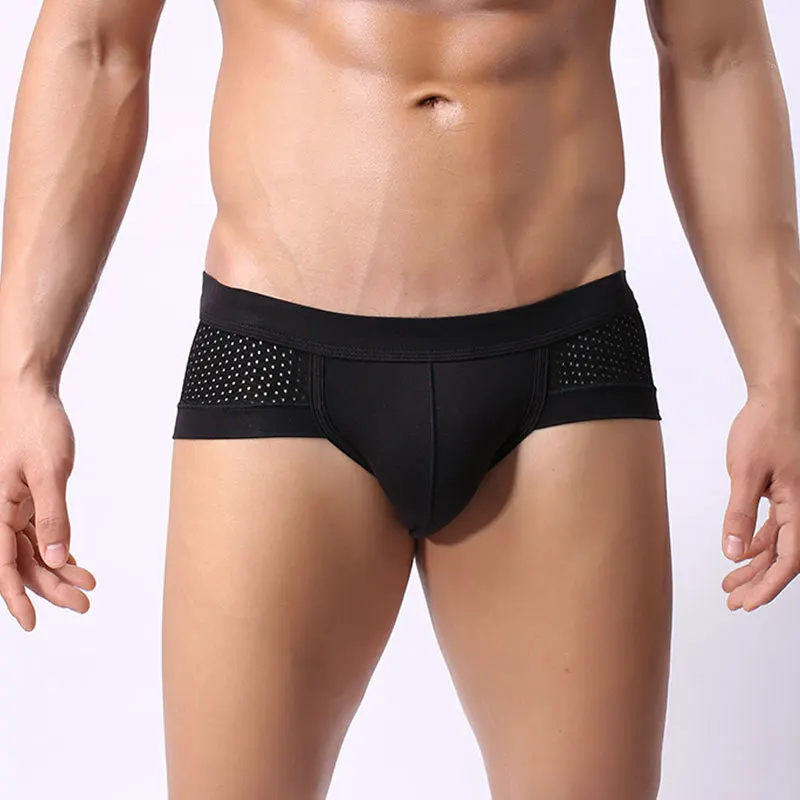 1pcs Men\'s Briefs Mens Sexy Triangle Underwear Mesh Hole Men\'s Panties Ice Silk Breathable Elastic Male Underpants