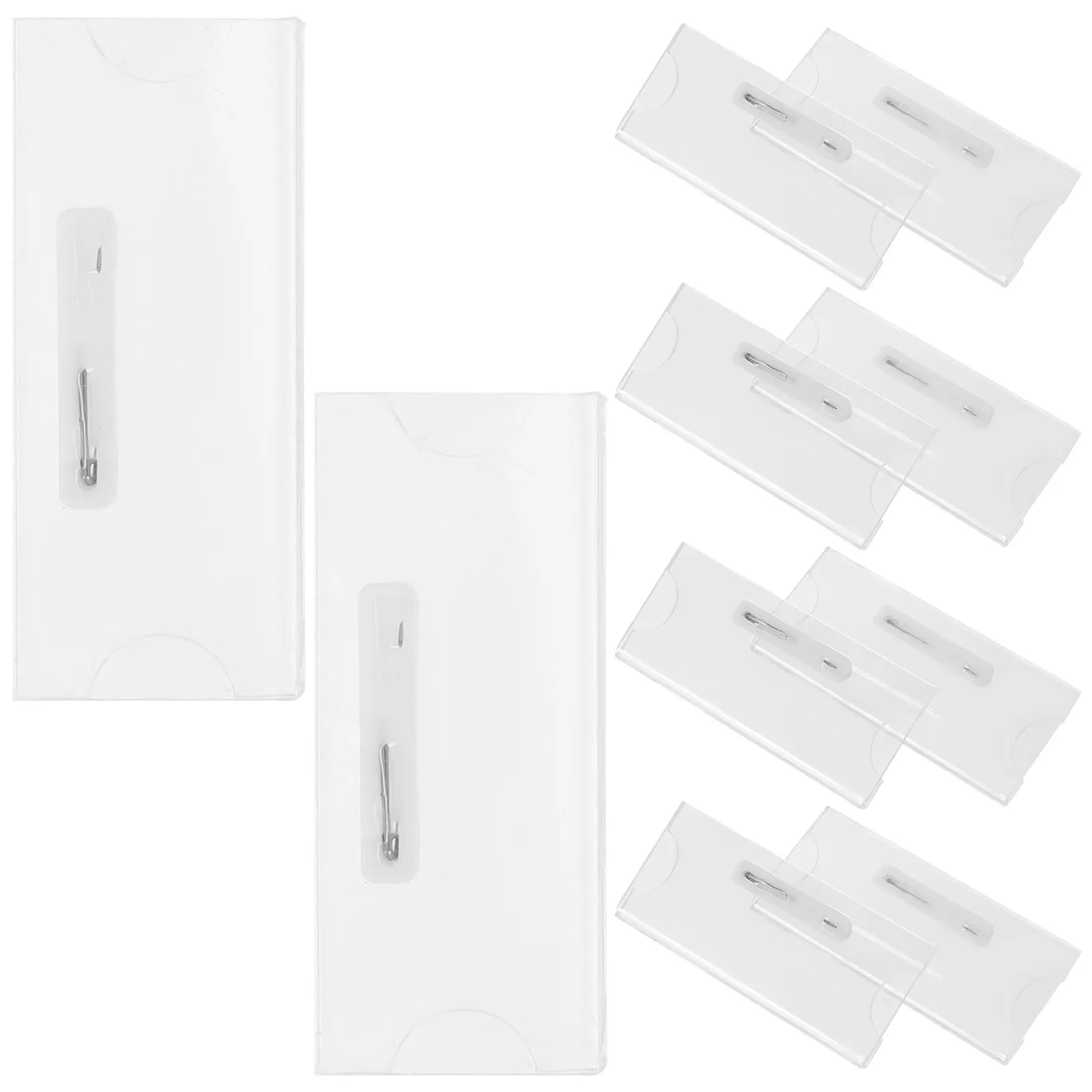 10Pcs Transparent Acrylic Name Tags Clear Blank Id Badge Holders 2.8x1.2in Name Badge Clips for Work Employee Identification view 3