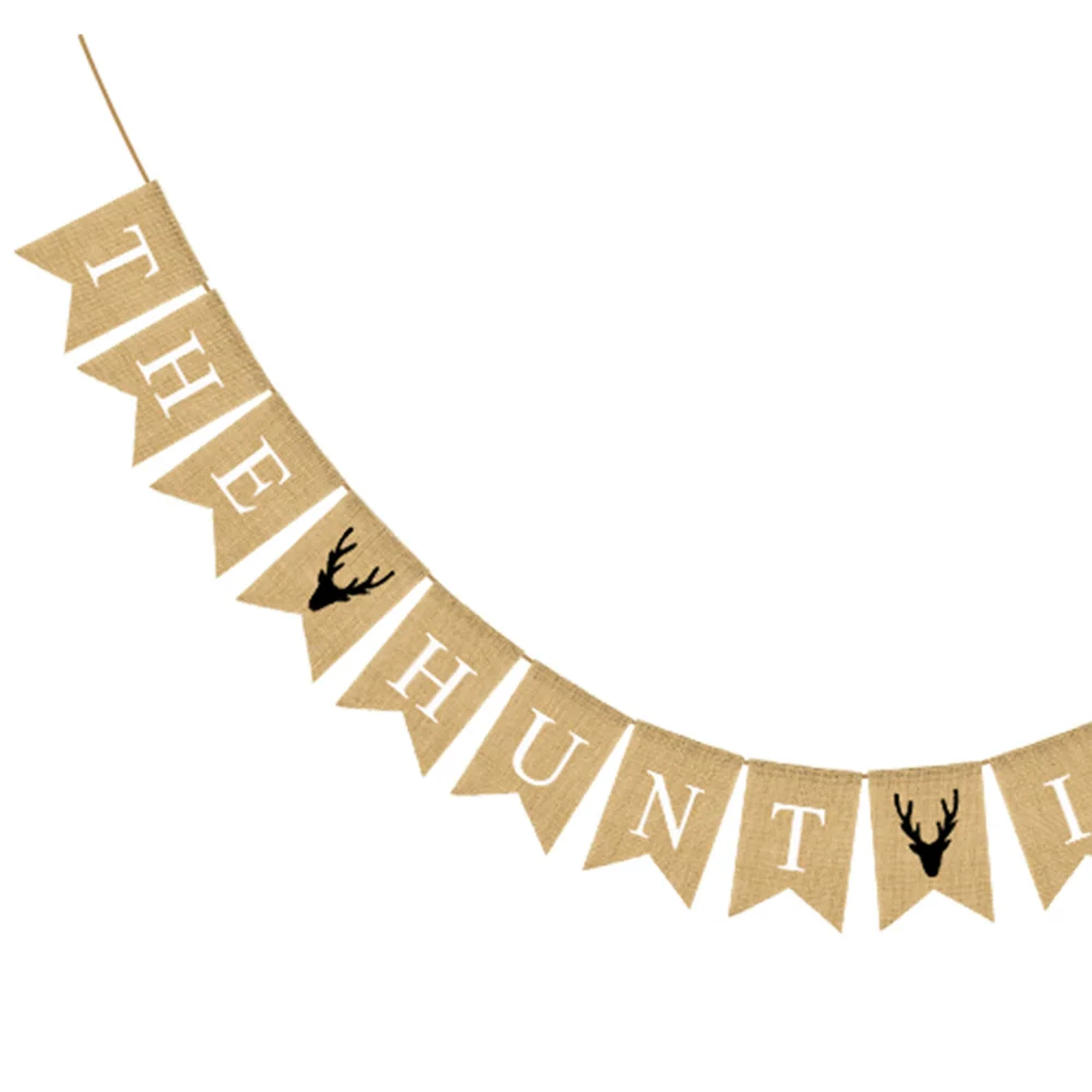 

Premium Linen Swallowtail Banner Decor Dovetail Flag with Deer Letter Pattern Reusable Outdoor Indoor Celebration