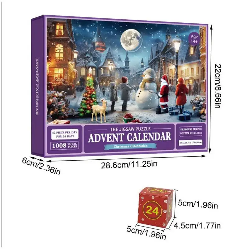 Christmas 24-day countdown puzzle toy Advent calendar Fun puzzle 1008-piece puzzle toy Home holiday decoration gift