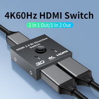 4K 60Hz HDMI Switch 2 Ports 2 In 1 Out HDMI-compatible Video Splitter for Laptop PC Xbox PS3/4/5 TV Box to Monitor Projector