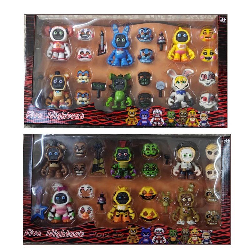 FNAF Five Nights At Panic Game Midnight Toy Bear Foxy Chica Fazbear Bonnie Change Masks Action Figurine Anime Model Toys Gift