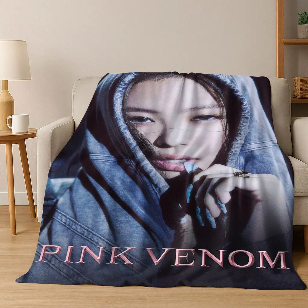 ثلاثية الأبعاد جيني كيم Kpop B-أسود الوردي المغني ستار الفانيلا بطانية لينة رمي بطانية للسرير غرفة نوم غرفة المعيشة السفر نزهة هدية #1