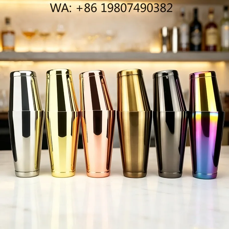 Weighted Stainless Steel Boston Cocktail Shaker, Martini Metal Drink Mixer Strainer Spoon, Universal Home Bar Mixing Accessories