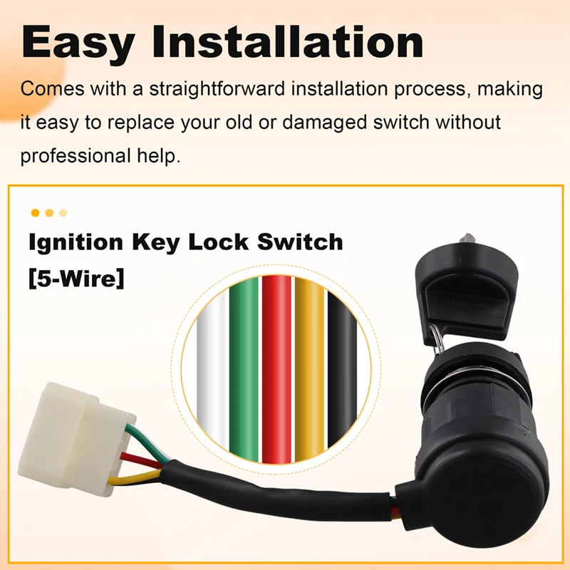 5-Wire Ignition Key Lock Switch Assembly For 2-5KW Gasoline Generators Combination Start Switch Fits Gas Generator