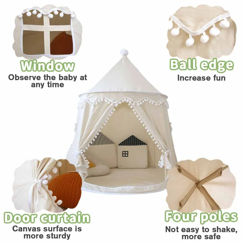 Grande crianças brincar tenda interior ao ar livre castelo playhouse para meninos e meninas-portátil dobrável teepee wigwam crianças brinquedo tenda presente