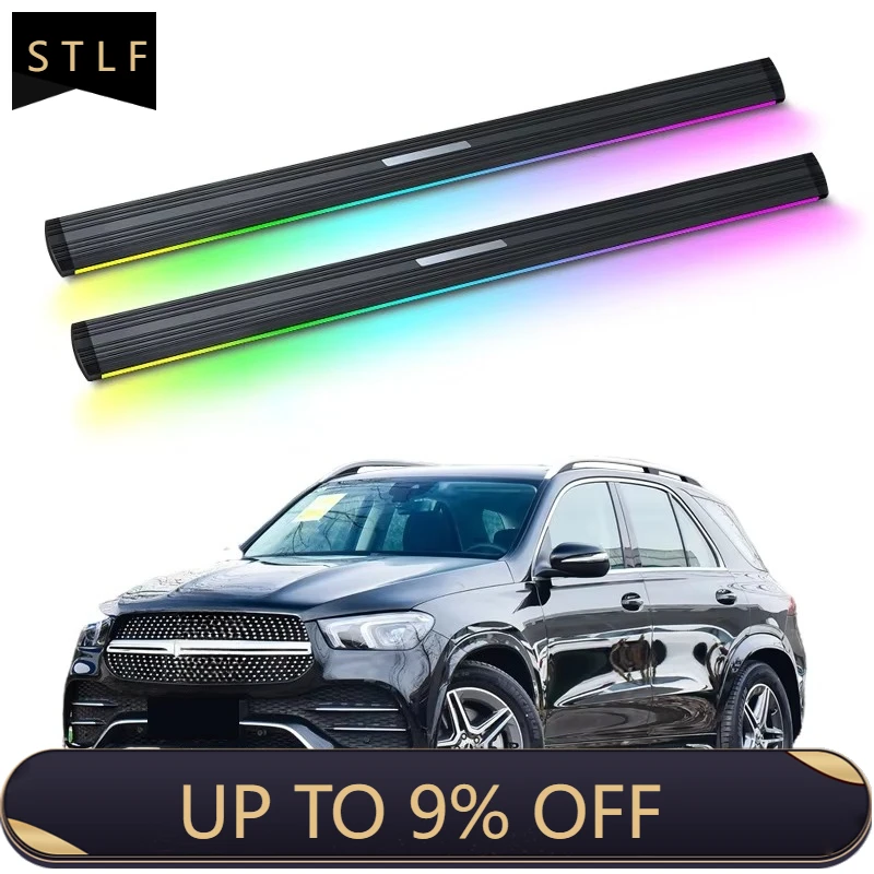 

Electric Running Boards Retractable Aluminum Alloy Neon LED Light For Mercedes Benz GLE 2020-2025 Side Steps with Carry Bag