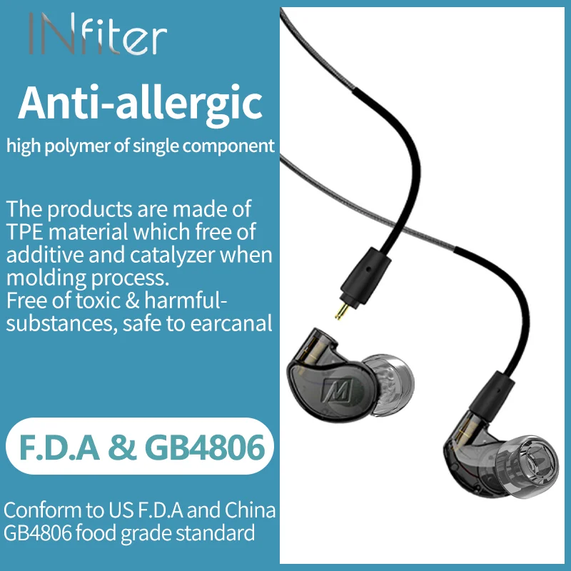 INfiter PW20 TPE Eartips for In-ear Earphone Eartips SportEarbuds for Sennheiser IE900 Beyerdynamic AKG N5005 Silicone Eartips