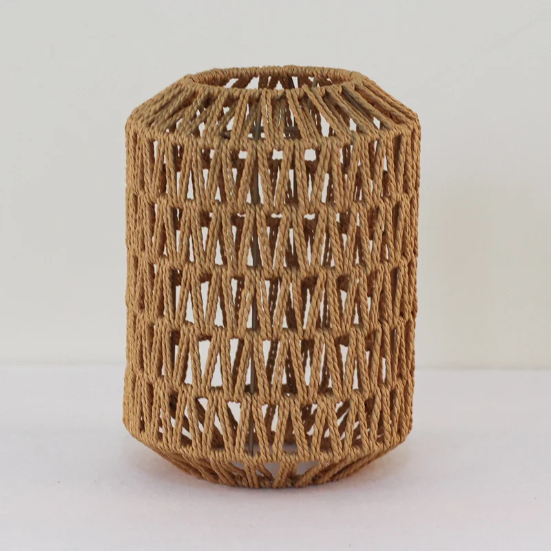 Decoration  Hand-woven Retro Paper-rope Lampshade Chandelier Rattan Light Cover For Cofe , Home, Hotel