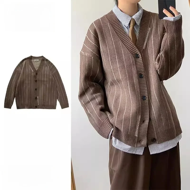 

Thiened теплый полосатый свитер с вышивкой, кардиган, женская винтажная тяжелая вязаная верхняя одежда Ciwalk Long Sve V Ne