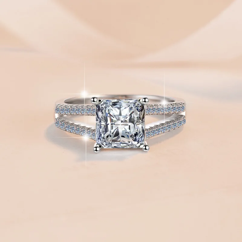 Women's Princess-Cut Ring PT950 Platinum 2Ct Moissanite - Delicate bold, daily versatile, fit commute & galas,skin-friendly wear