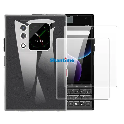 Custodia morbida + confezione da 2 proteggi schermo in vetro temperato per protezione integrale Unihertz Titan 2