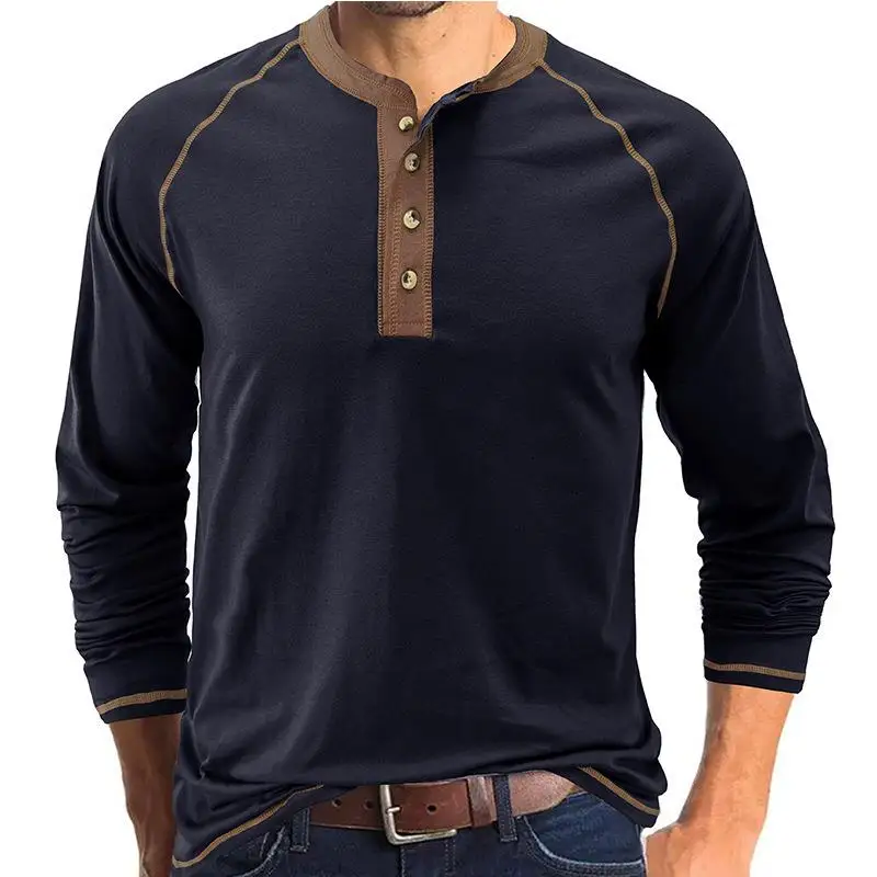 

Men's Long Sve T-irt Base irt Cotton Splice oulder Sve Daily Wear European Sle Color No Pattern