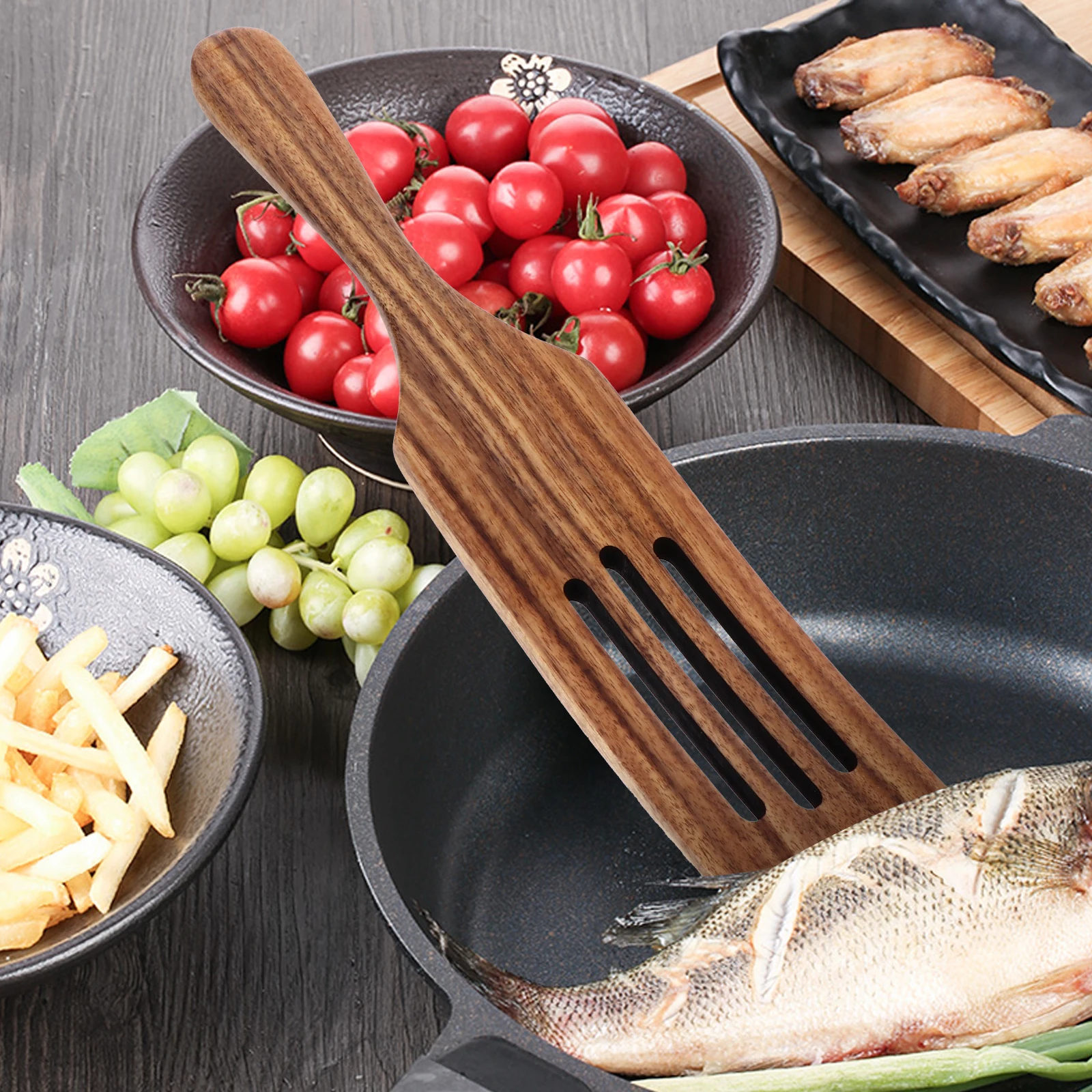 

Wooden Spatula Kitchen Cooking Tool Long Handle Non Stick Wood Turner Heat Resistant For Home Restaurant Use Spatula