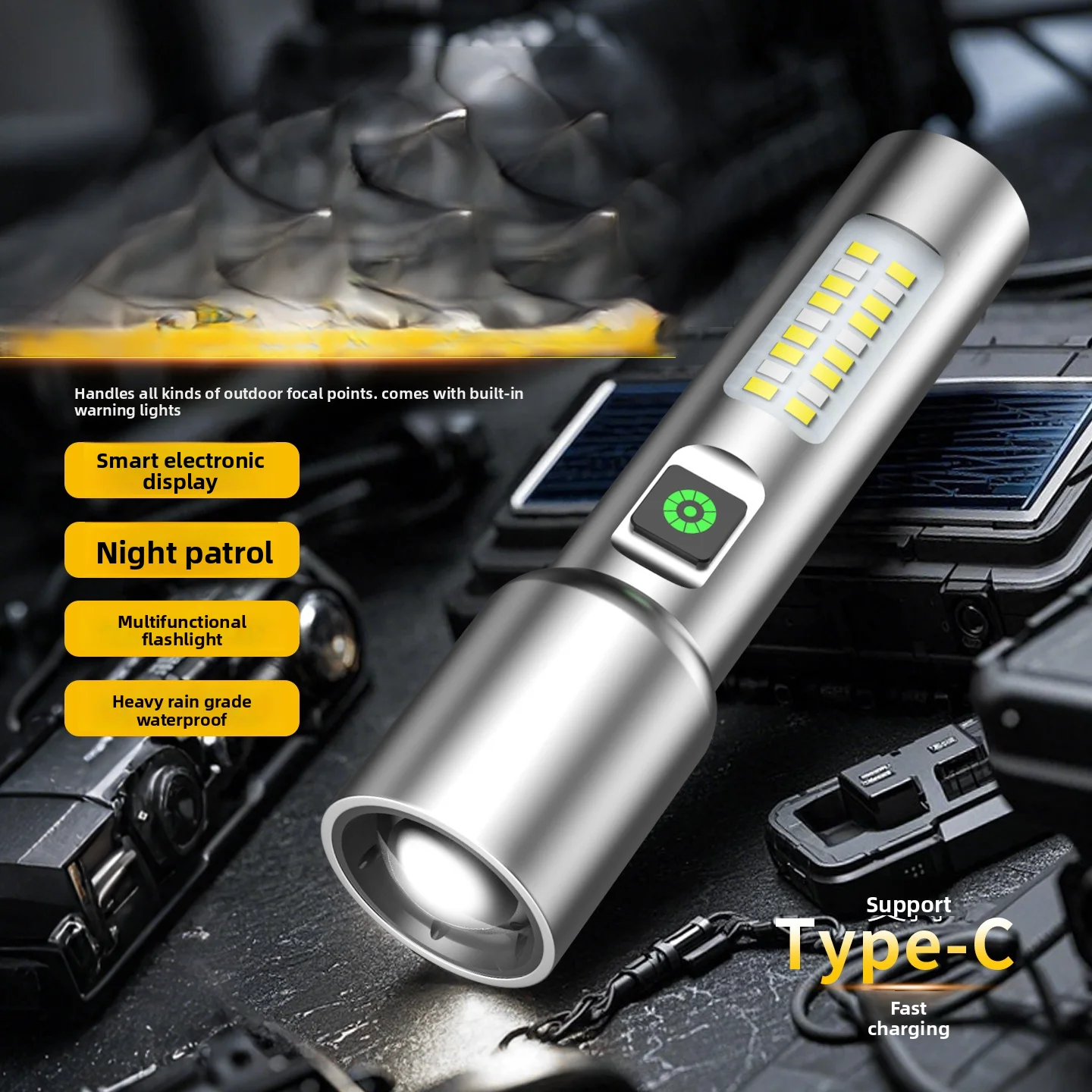 Multifunctional White Laser Flashlight Aluminum Telescopic Zoom Rechargeable Torch Hot Selling Outdoor Camping Emergency Light