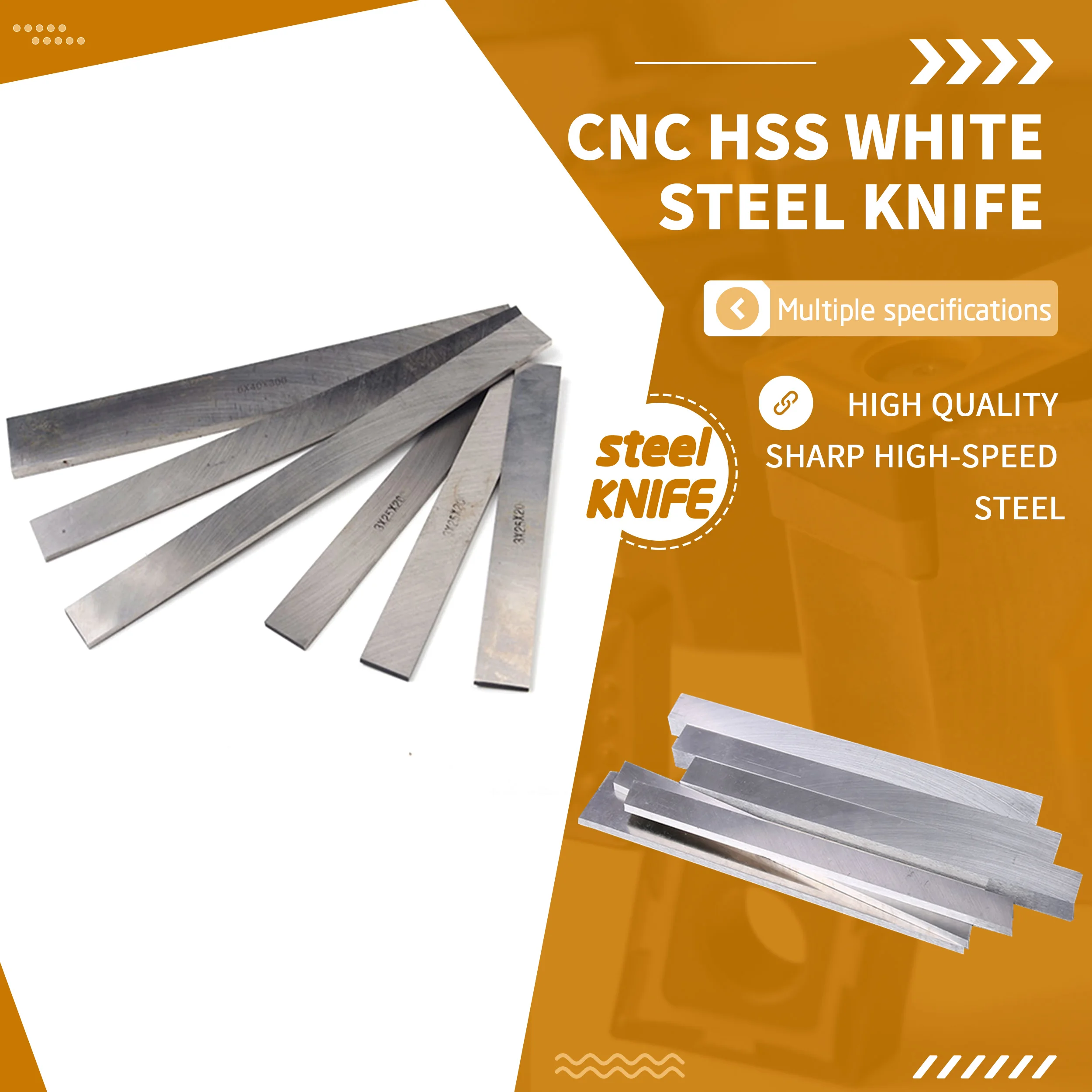 25x40x300mm CNC Turning Tool HSS White Steel Knife Super Hard High Speed Hand-carved Long Strip Knive Heat Resistant Steel Blade