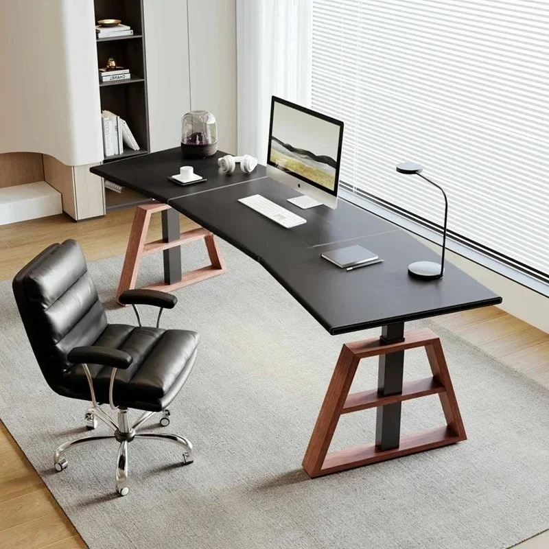 

Curved light luxury leather lifting table, living room computer desk lifting intelligent learning table53