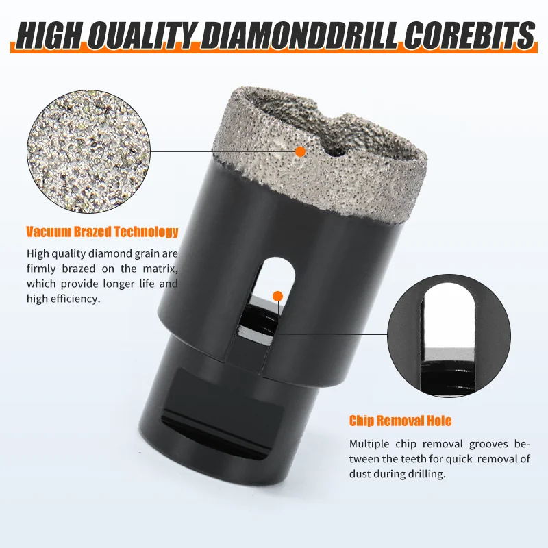 7pcs 20-68mm 앵글 그라인더 비트 톱 블레이드 다이아몬드 구멍 톱 건식 진공 브레이징 드릴링 코어 비트 도자기 타일 대리석 세트