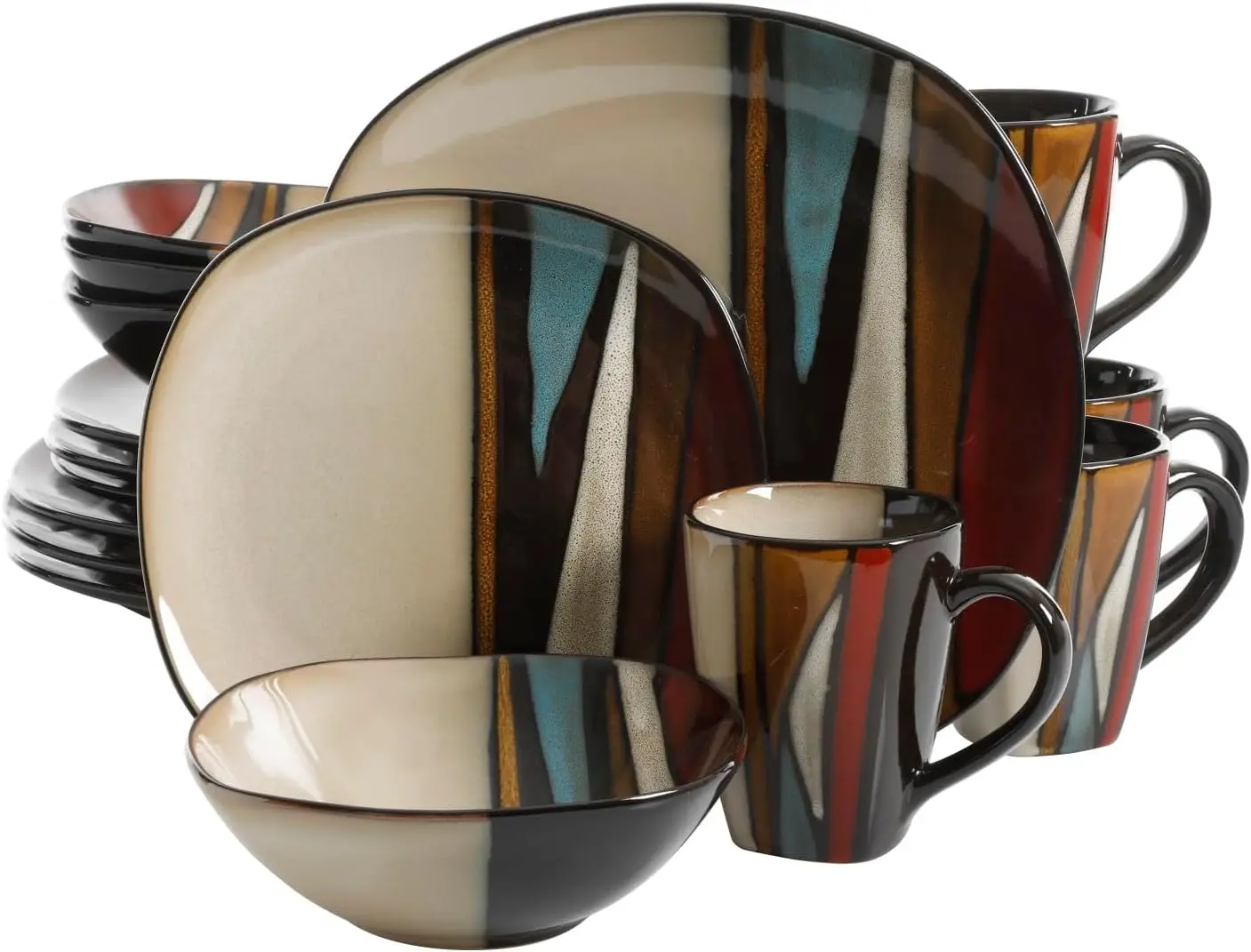 

Althea 16 Piece Reactive Glaze Dinnerware, Multicolor -, Service for 4 (16pcs), Red