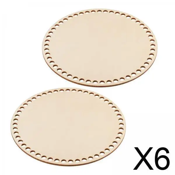 

6x Wood Basket Bottom Cross Stitch Crochet Basket Blank Crochet Basket for