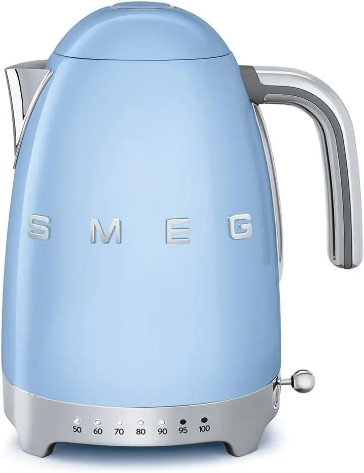 50's Retro 7 Cup Stainless Steel Variable Temperature Electric Kettle with 7 Temperature Settings, Led Display, Swivel Base and