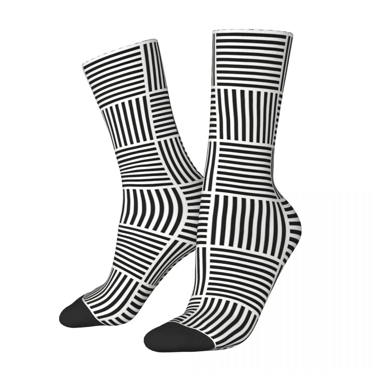 

Abstract Black And White Mosaic Squares Plaid Pattern Design Socks Male Mens Women Summer Stockings Printed