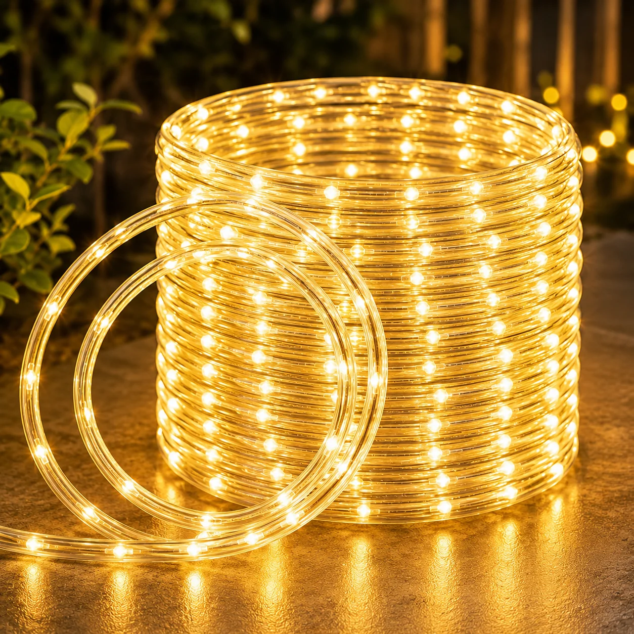 Rope Light Decoration - 2 個ソーラー LED チューブロープライト 8 つの点滅モード