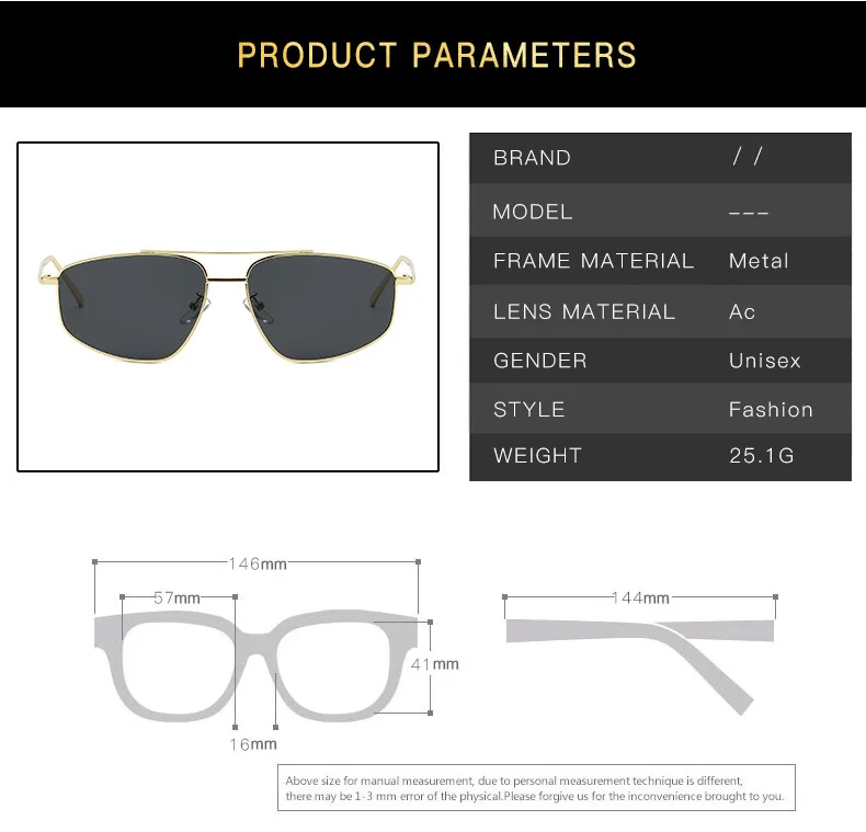 Männer Sonnenbrille Metall Rahmen Quadrat Sonnenbrille Pilot Punk frauen Gläser UV400 Outdoor Fahren Angeln Augenschutz Sonnenbrille – Detail 7