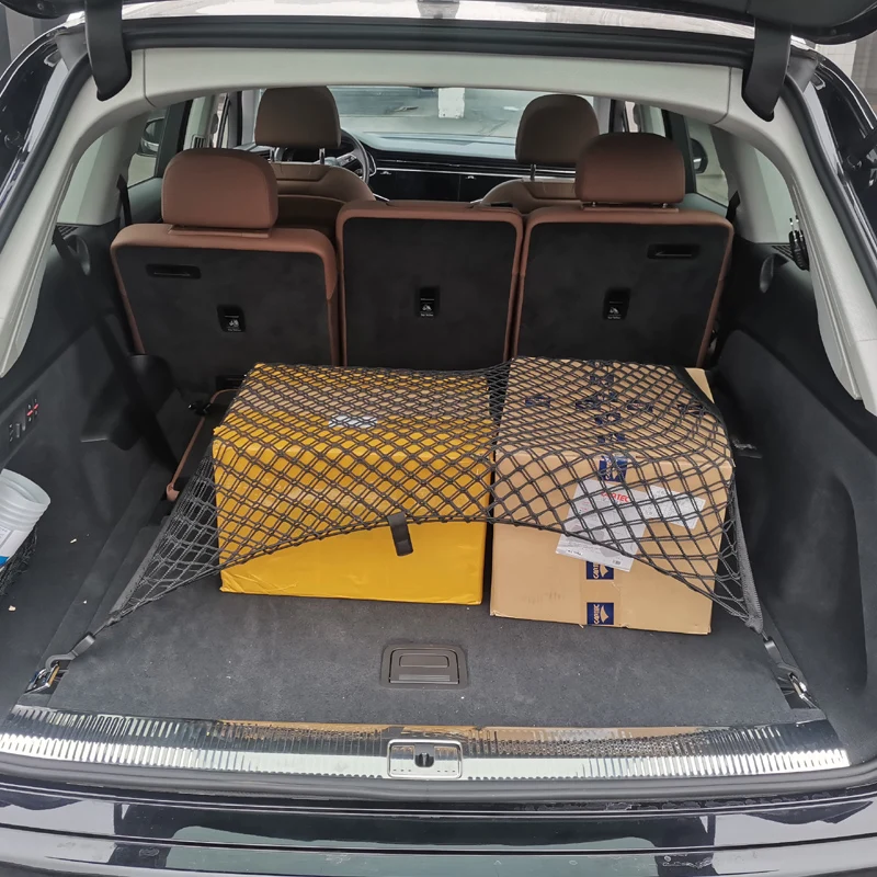 Dwuwarstwowy bagażnik samochodowy duży hak z siatki elastyczny schowek nylonowy organizer siatkowy uniwersalny dla Touareg Q5 Q7 Q8 Benz itp. — zdjęcie 5