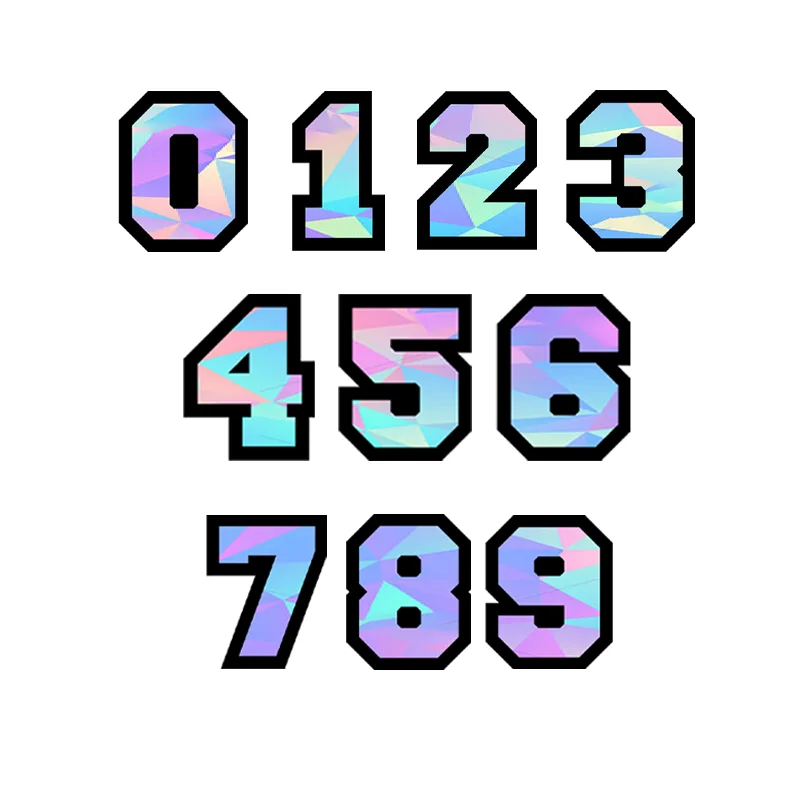 

2 шт. наклейки для мотоциклов, светоотражающие лазерные цифровые наклейки, персонализированные декоративные наклейки для шлемов, гоночные наклейки