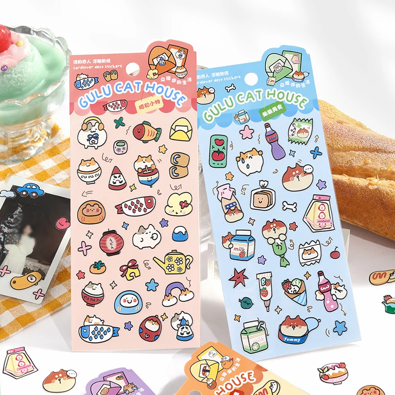 Cute Cartoon pattern Hand Account Scrapbooking Stickers DIY Decor Junk Journal Sticker Aesthetic Stationery Supplies