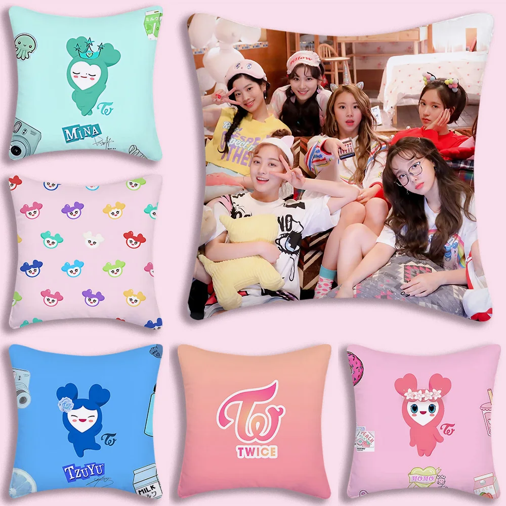 Hot Pillow Covers Cartoon Sofa Decorative Home Double-sided Printing Short Plush Cute Cartoon K-POP Cushion T-TwiceS Cover